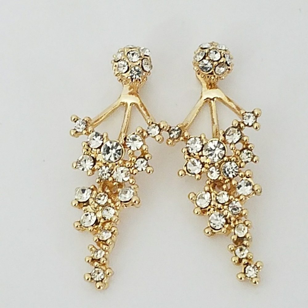 Gold Plated Unique Double Side Dangle Earrings
